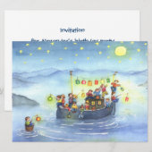 Party Boat with Children Birthday Party Invitation Kaart (Voorkant / Achterkant)