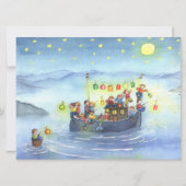 Party Boat with Children Birthday Party Invitation Kaart (Voorkant)