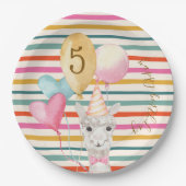 Party Boerderij Dieren Verjaardag Llama Strepen Papieren Bordje (Voorkant)