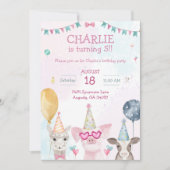 Party Boerderij Dieren Verjaardag Whimsy Uitnodigi Kaart (Voorkant)