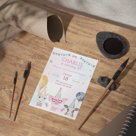 Party Boerderij Dieren Verjaardag Whimsy Uitnodigi Kaart
