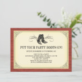 Party Boots Old Western Invitations Kaart (Staand voorkant)