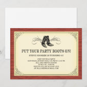 Party Boots Old Western Invitations Kaart (Voorkant / Achterkant)