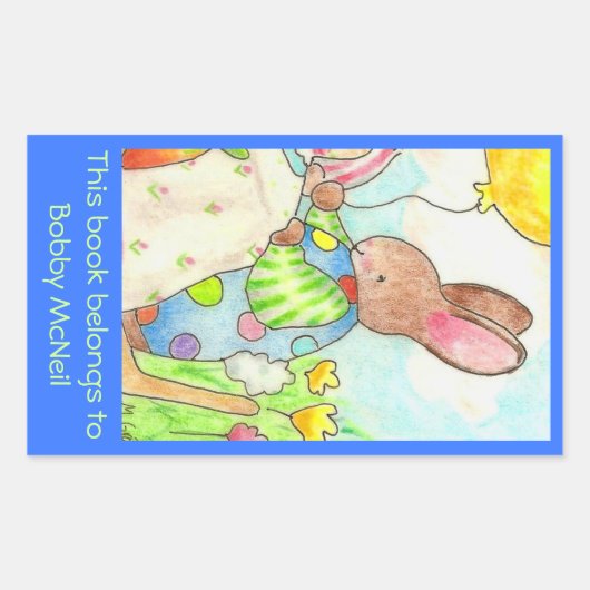 Party Bunny-boekenplaat Rechthoekige Sticker (Voorkant)