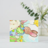 Party Bunny briefkaart (Staand voorkant)