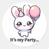 Party Bunny Ronde Sticker (Voorkant)