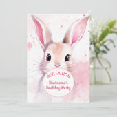 Party Bunny Schattige Roze Pastel Waterverf Kaart (Staand voorkant)