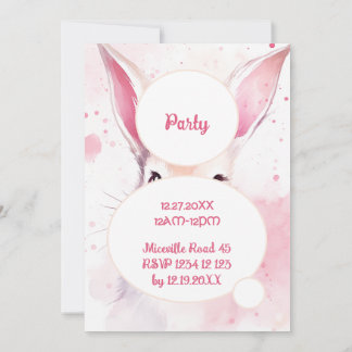 Party Bunny Schattige Roze Pastel Waterverf Kaart