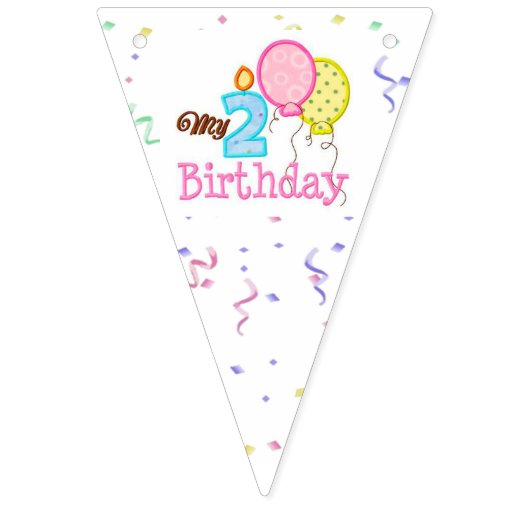 Party Bunting Banner/2e Verjaardag met ballonnen Vlaggetjes (Derde vlag)