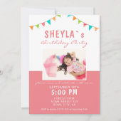Party Bunting Flags Girl Foto Birthday Party Kaart (Voorkant)