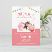 Party Bunting Flags Girl Foto Birthday Party Kaart (Staand voorkant)