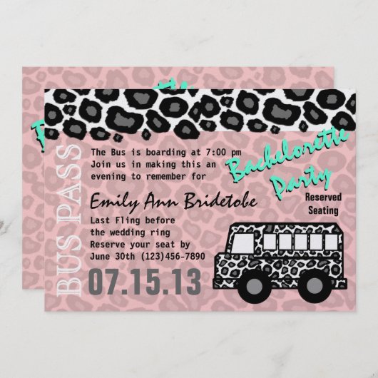 Party Bus Bachelorette Party Bash Kaart (Voorkant / Achterkant)