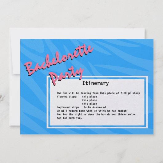 Party Bus Bachelorette Party Bash Kaart (Achterkant)