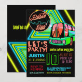 Party Bus Birthday Uitnodiging (Voorkant / Achterkant)