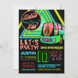 Party Bus Birthday Uitnodiging