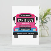Party Bus Birthday Uitnodiging (Staand voorkant)