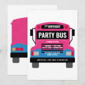 Party Bus Birthday Uitnodiging (Voorkant / Achterkant)