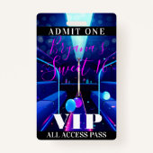 Party Bus Blacklight Dance Sweet 16 VIP Pass Badge (Achterkant)