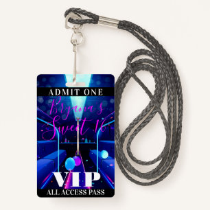 Party Bus Blacklight Dance Sweet 16 VIP Pass Badge