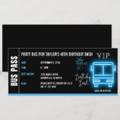 Party Bus Pass Ticket VIP Verjaardag Kaart (Voorkant / Achterkant)
