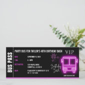 Party Bus Pass Ticket VIP Verjaardag Kaart (Staand voorkant)