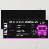 Party Bus Pass Ticket VIP Verjaardag Kaart (Voorkant / Achterkant)