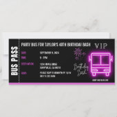 Party Bus Pass Ticket VIP Verjaardag Kaart (Voorkant)