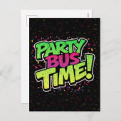 Party Bus tijd! Plezier vieren Feestdagenkaart (Voorkant / Achterkant)