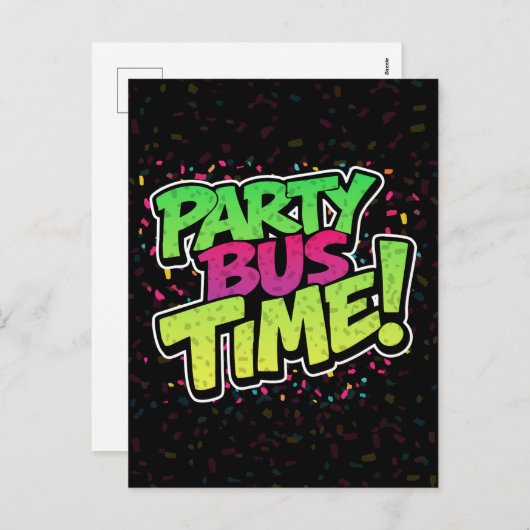 Party Bus tijd! Plezier vieren Feestdagenkaart (Voorkant / Achterkant)