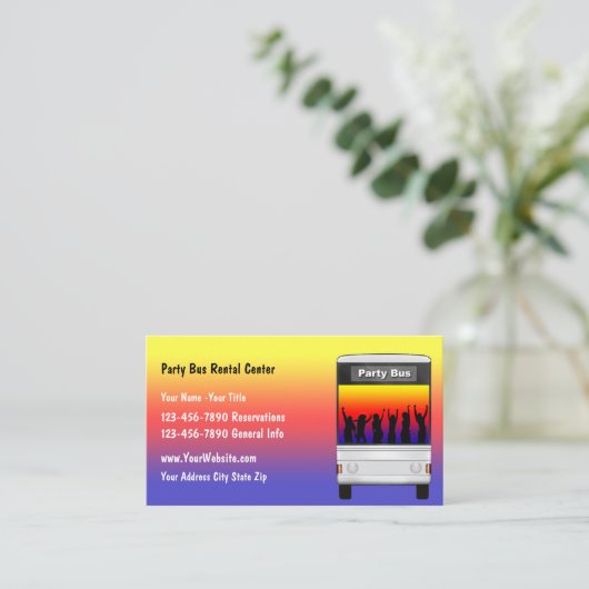 Party Bus Verhuur Visitekaartje (Staand voorkant)