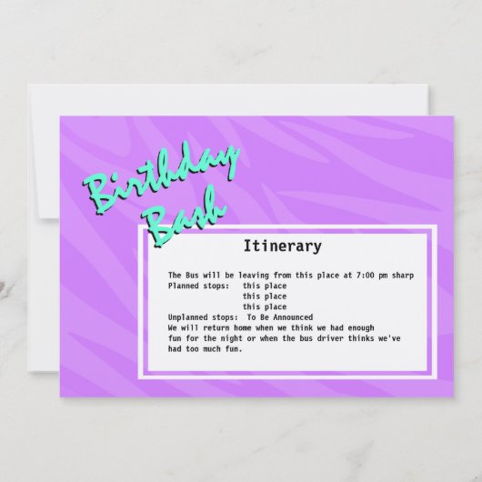 Party Bus Verjaardag Bash Kaart (Achterkant)
