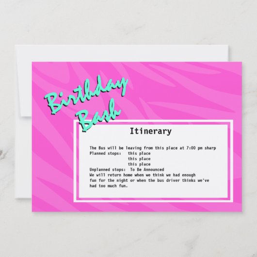 Party Bus Verjaardag Bash Kaart (Achterkant)