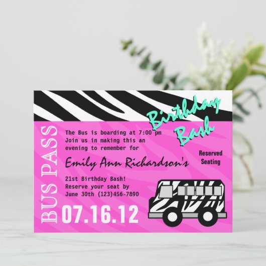 Party Bus Verjaardag Bash Kaart (Staand voorkant)