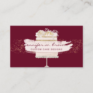 Party Cake Glitter Burgundy Visitekaartje