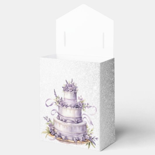 Party Cake Lavendel Bloemen Waterverf Elegant Bedankdoosjes (Geopend)