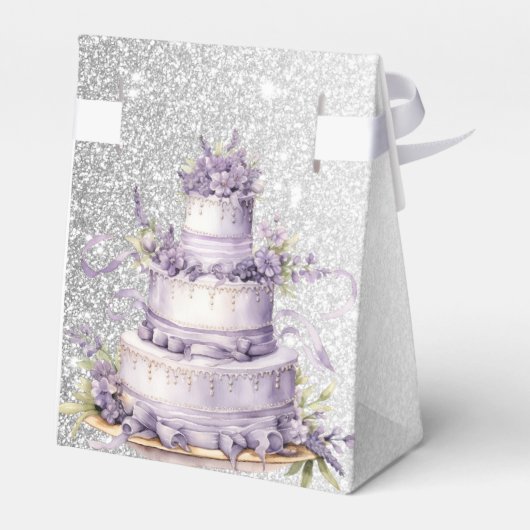 Party Cake Lavendel Bloemen Waterverf Elegant Bedankdoosjes (Achterkant)
