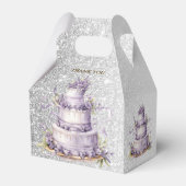 Party Cake Lavendel Bloemen Waterverf Elegant Bedankdoosjes (Achterkant)