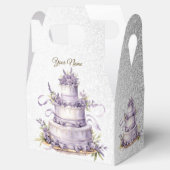 Party Cake Lavendel Bloemen Waterverf Elegant Bedankdoosjes (Geopend)