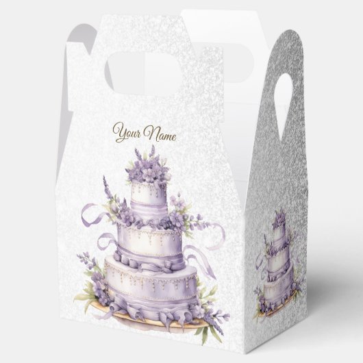 Party Cake Lavendel Bloemen Waterverf Elegant Bedankdoosjes (Geopend)