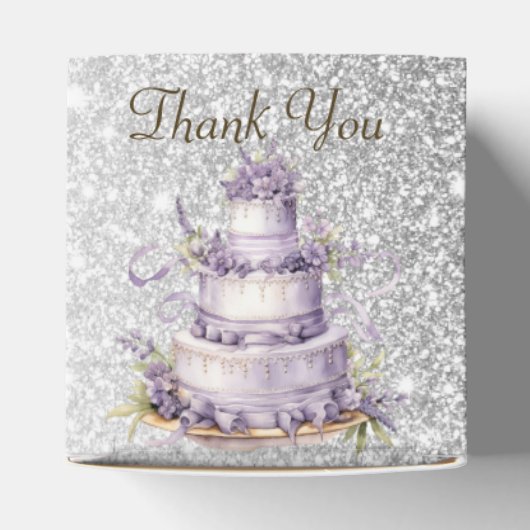 Party Cake Lavendel Bloemen Waterverf Elegant Bedankdoosjes (Bovenkant)