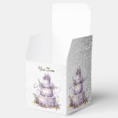 Party Cake Lavendel Bloemen Waterverf Elegant Bedankdoosjes (Geopend)