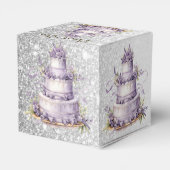 Party Cake Lavendel Bloemen Waterverf Elegant Bedankdoosjes (Achterkant)