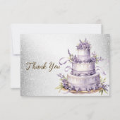 Party Cake Lavendel Bloemen Waterverf Elegant Bedankkaart (Voorkant)