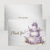 Party Cake Lavendel Bloemen Waterverf Elegant Bedankkaart (Voorkant / Achterkant)