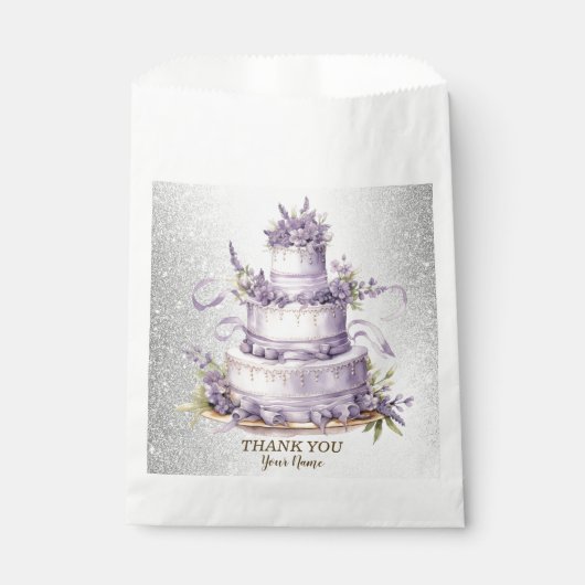 Party Cake Lavendel Bloemen Waterverf Elegant Bedankzakje (Voorkant)