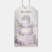Party Cake Lavendel Bloemen Waterverf Elegant Cadeaulabel (Voorkant)