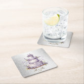 Party Cake Lavendel Bloemen Waterverf Elegant Kartonnen Onderzetters (Insitu)