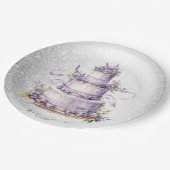 Party Cake Lavendel Bloemen Waterverf Elegant Papieren Bordje (Gekanteld)