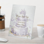 Party Cake Lavendel Bloemen Waterverf Elegant Reclamebord Met Voetstuk (Insitu)