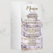 Party Cake Lavendel Floral Elegant Bruiloft Menu (Voorkant / Achterkant)